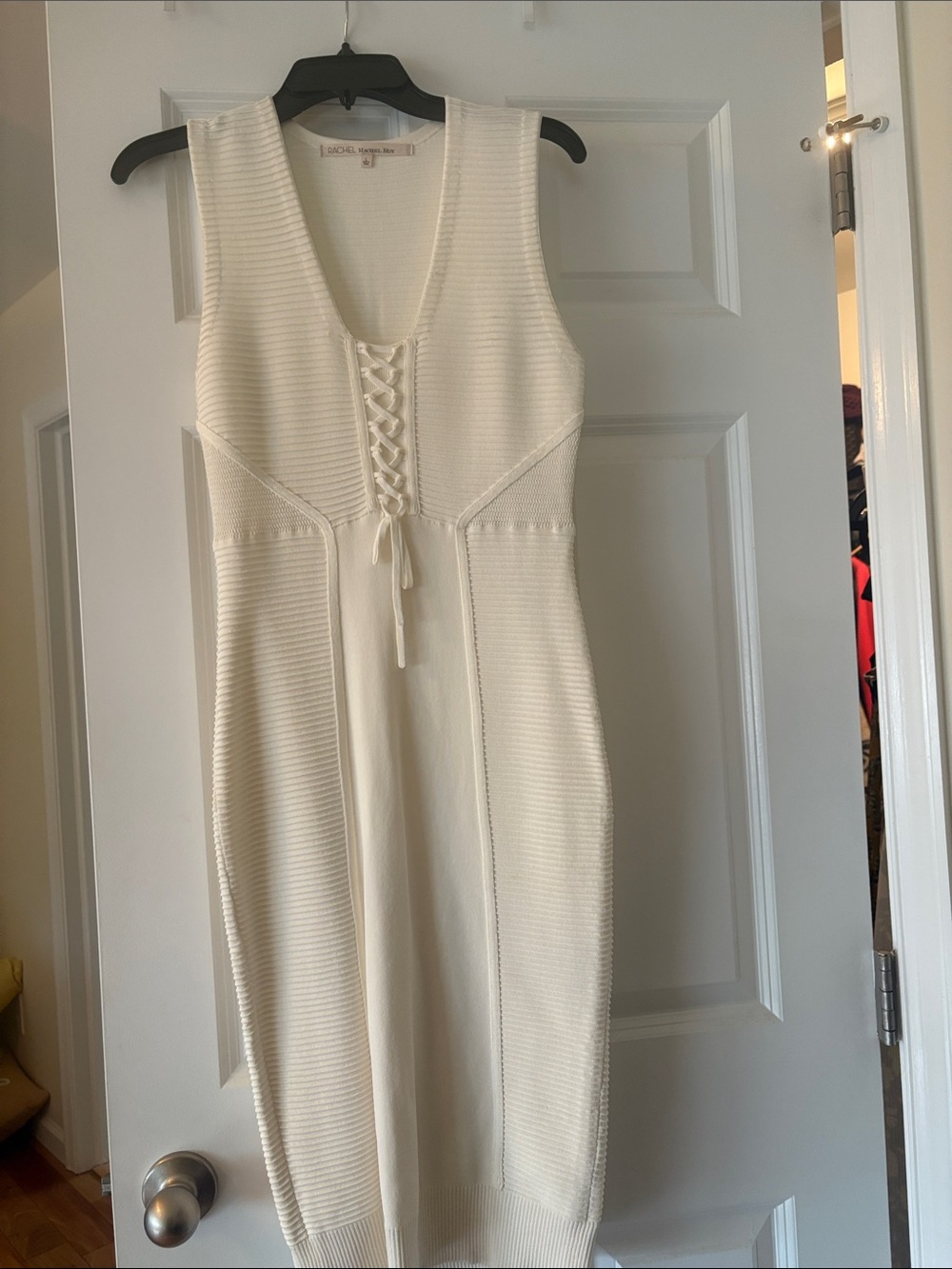 RACHEL Rachel Roy Cream Lace-Up Midi Dress